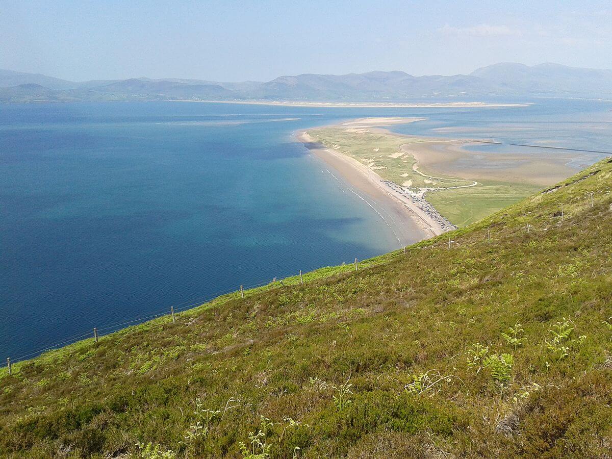 View of Rossbeigh Beach from top of hill